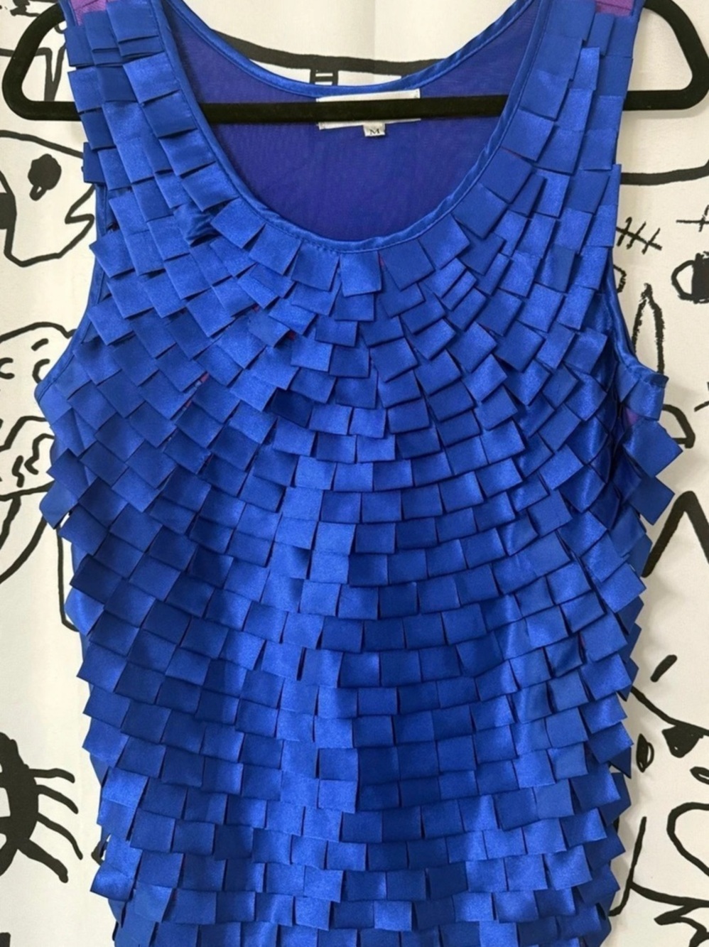 SanSan Blue Layered Fringe Tank Top Size Medium